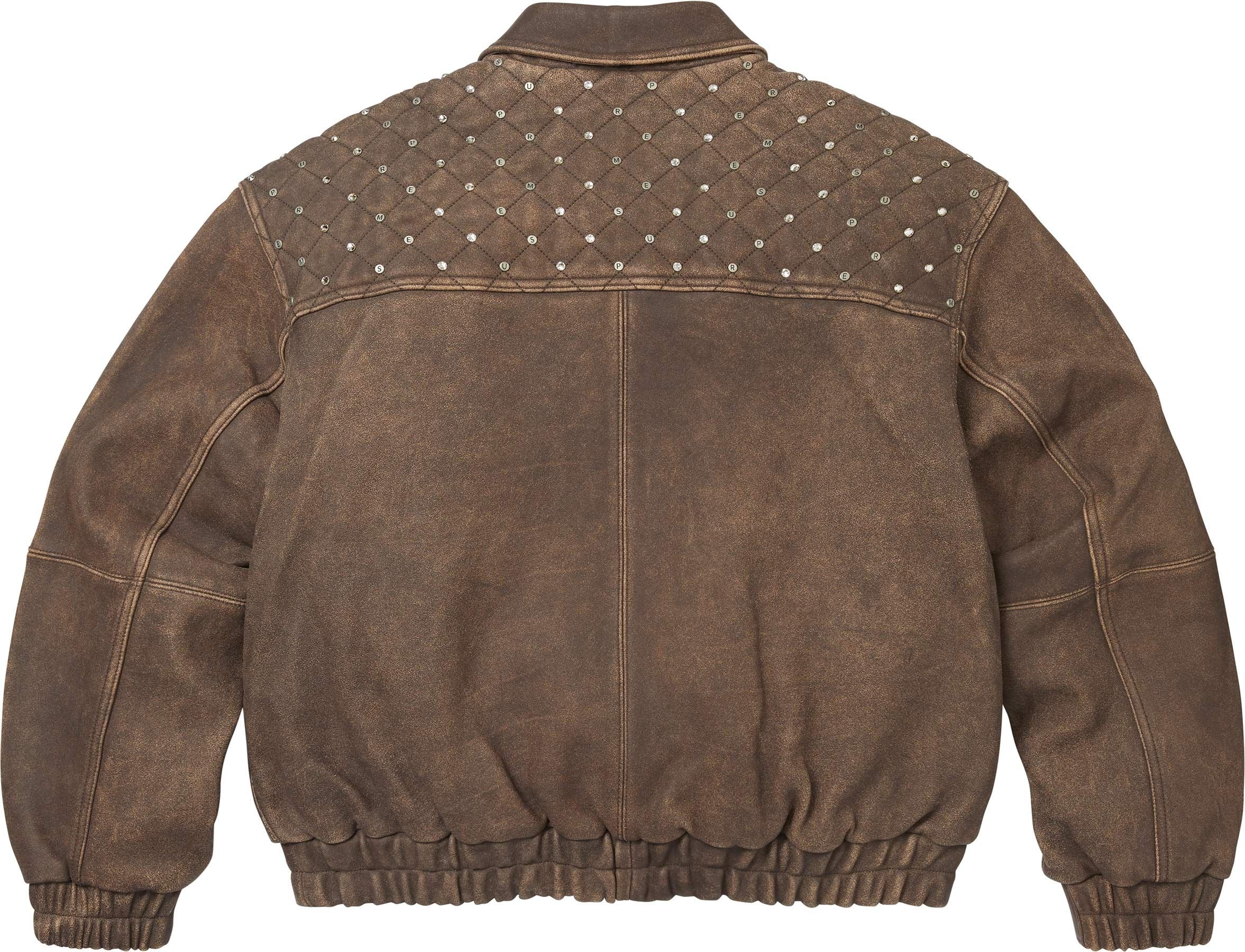 Swarovski® Studded Quilted Leather Jacket view 3
